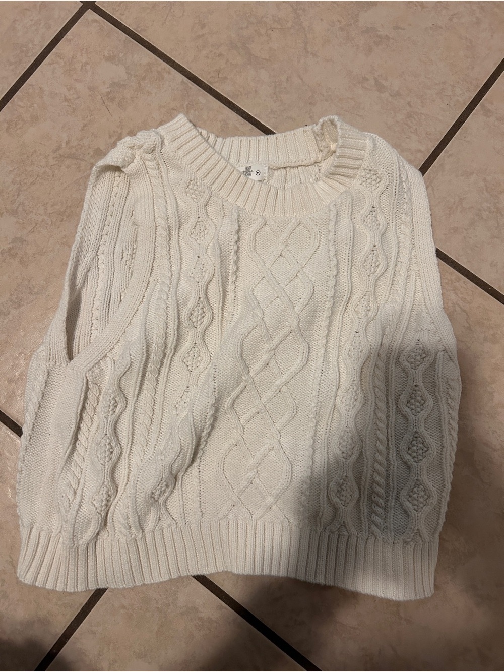 Cream Cable Knit Women's Sweater